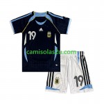 Camisolas de futebol Argentina Lionel Messi 19 2006 Retro Criança Equipamento Alternativa Manga Curta